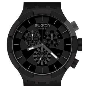 Swatch Big Bold Chrono Checkpoint Black Mens Watch 47 mm SB02B400